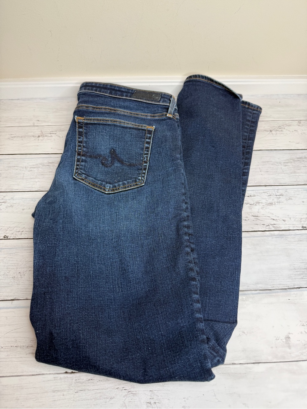 Ag Adriano Goldschmied Straight Leg Jeans Dark Blue Denim, The Harper